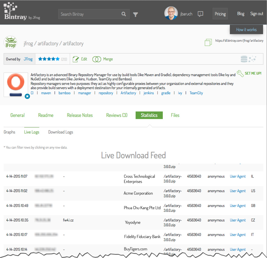 Bintray Live Download Feed Bintray实时下载源