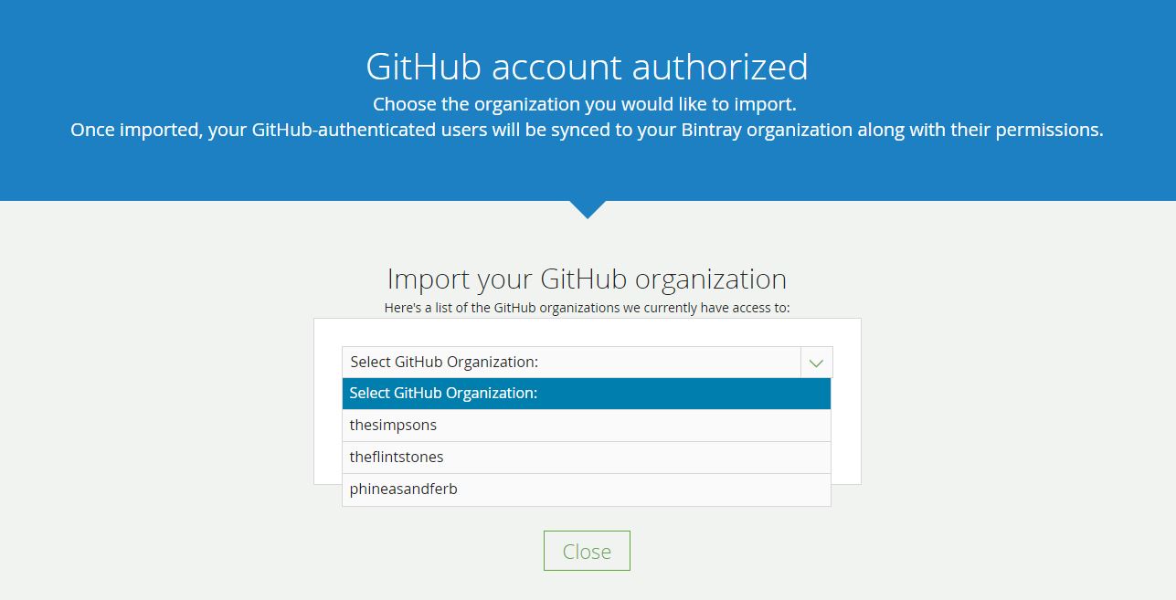 在创建新组织时选择“要导入的组织”