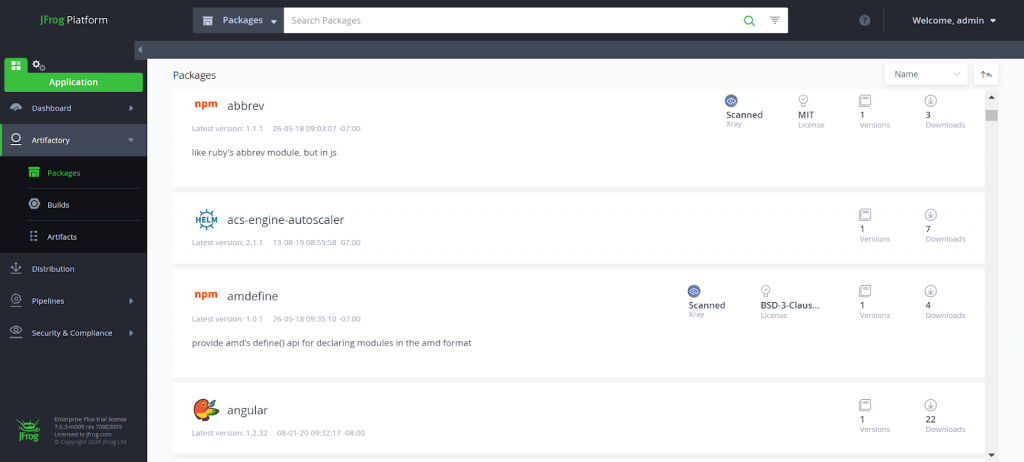 JFrog平台中的软件包