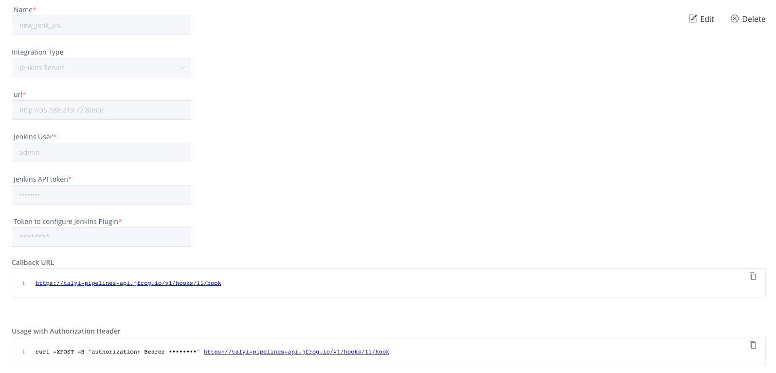 在JFrog管道上创建一个新的Jenkins集成