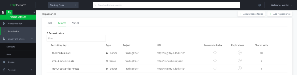 JFrog平台-交易大厅DEV和PROD存储库