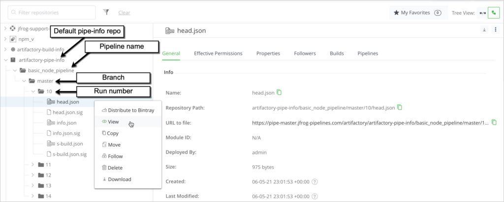 JFrog PipeInfo在Artifactory