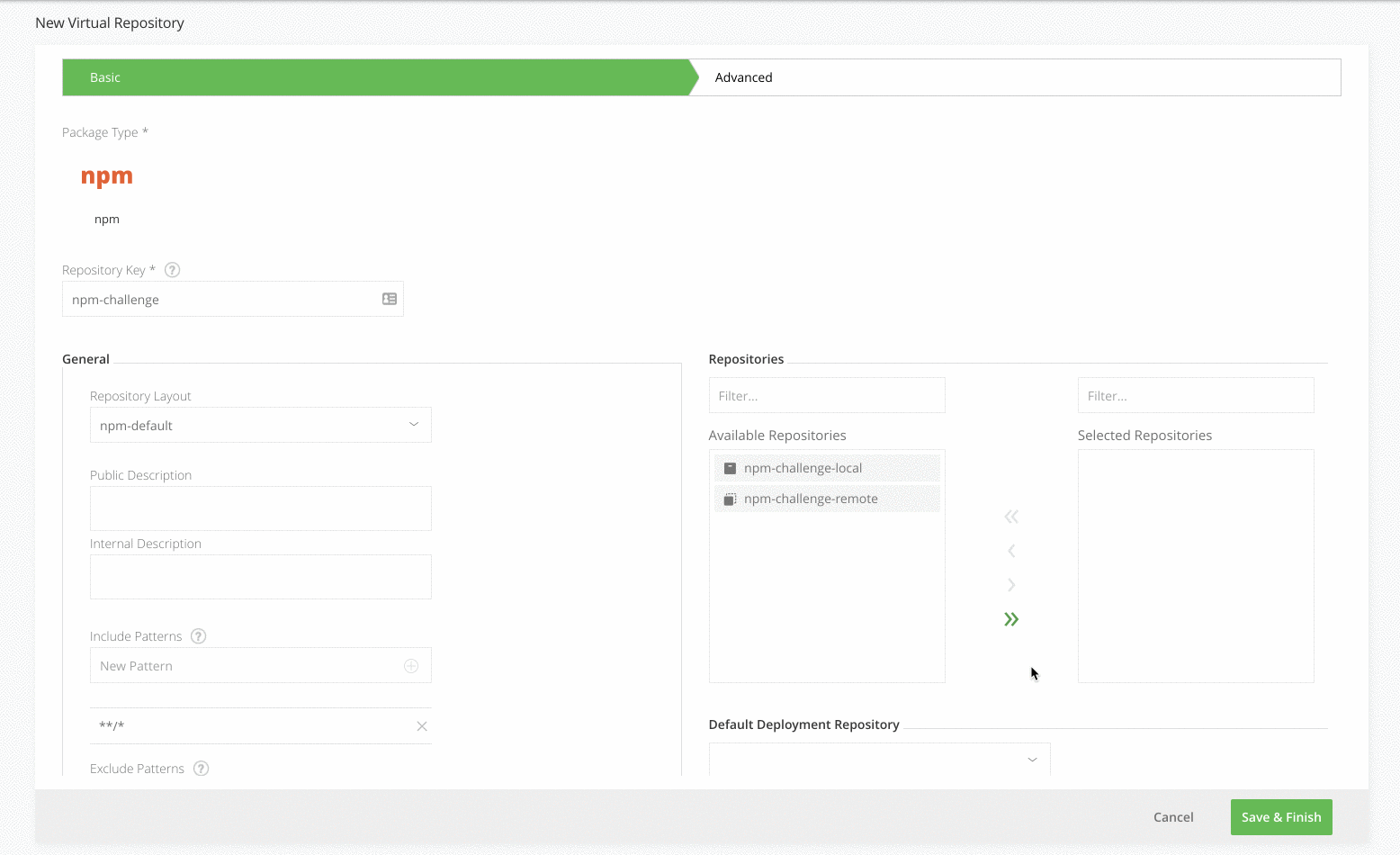 添加虚拟npm存储库