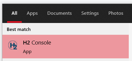 Windows开始菜单- H2控制台应用程序