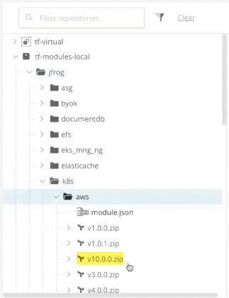 在Artifactory中查看地形模块