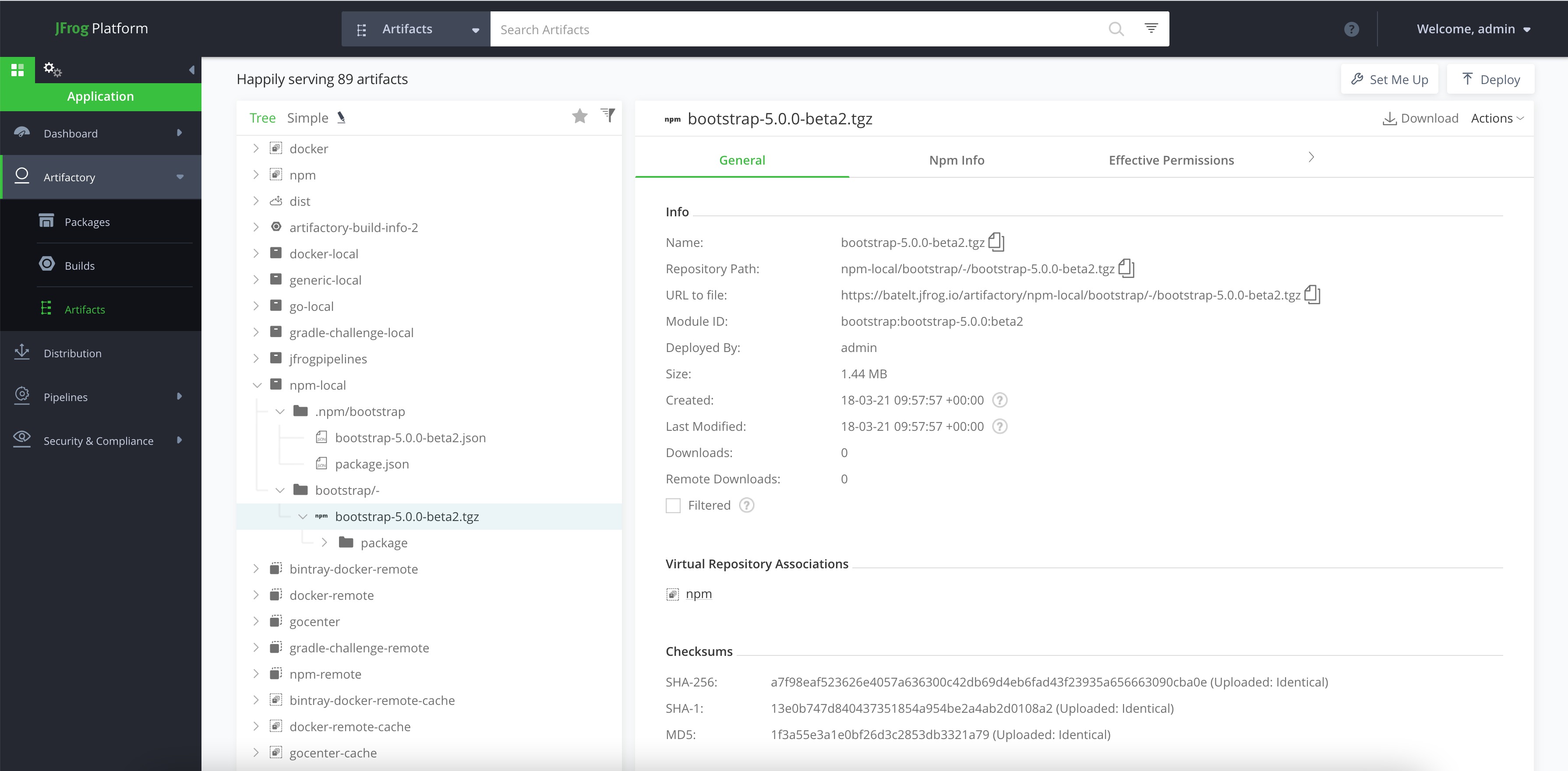 Artifactory中的npm包