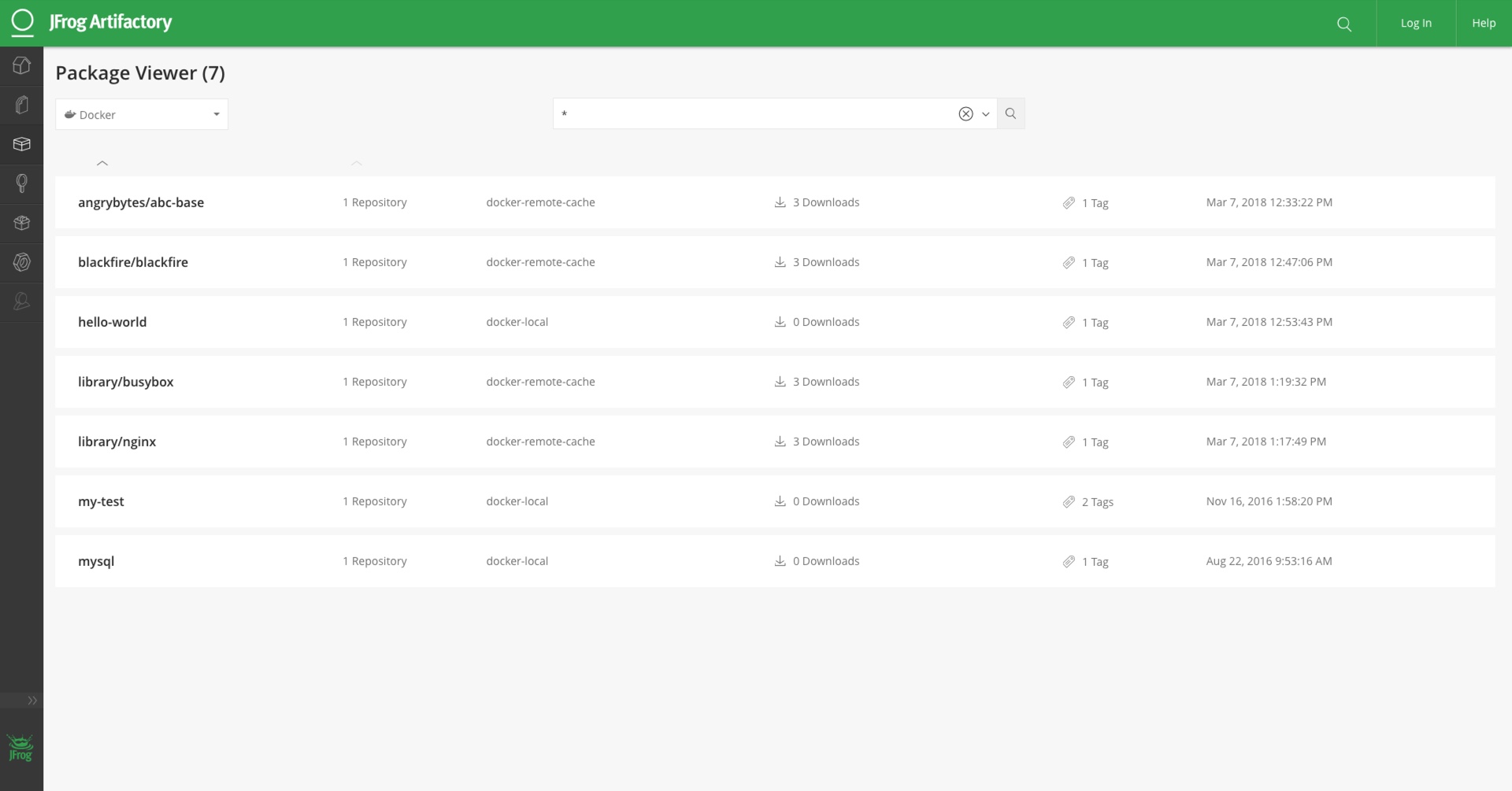 Docker注册表的人工包本地UI