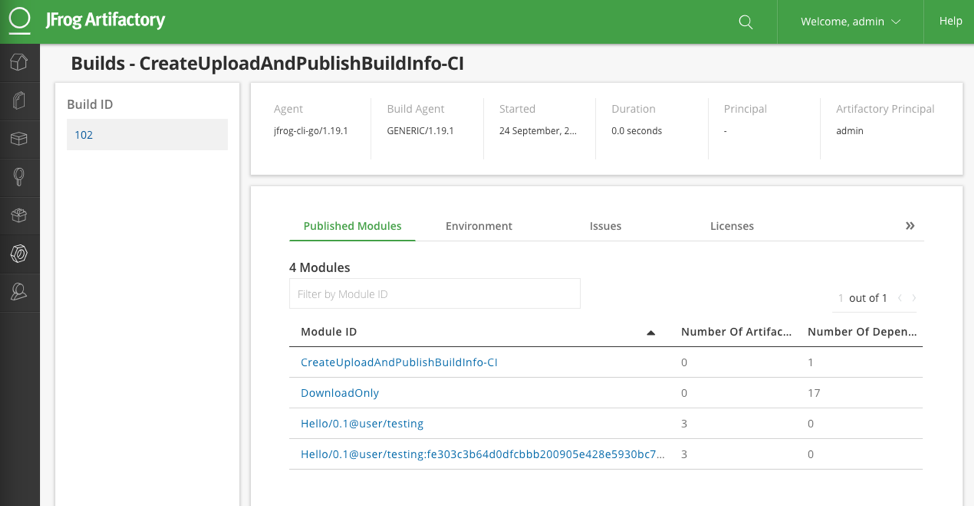 创建上传和发布构建信息