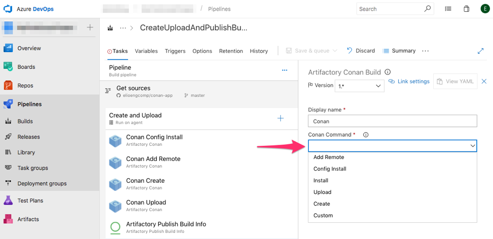 添加要运行的命令任务