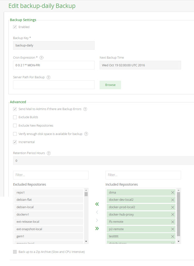 Artifactory每日备份