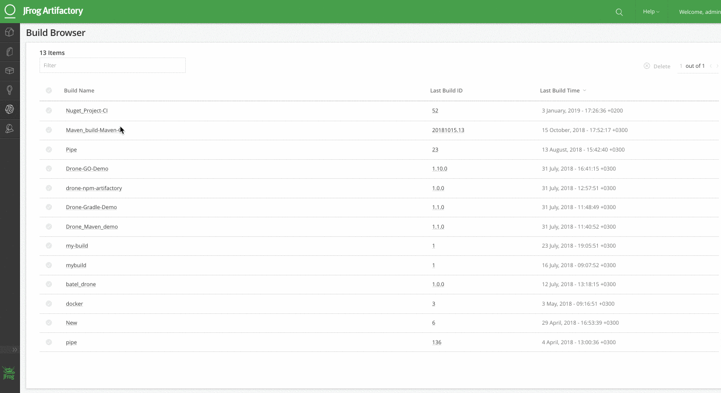 Artifactory中NuGet任务的构建信息
