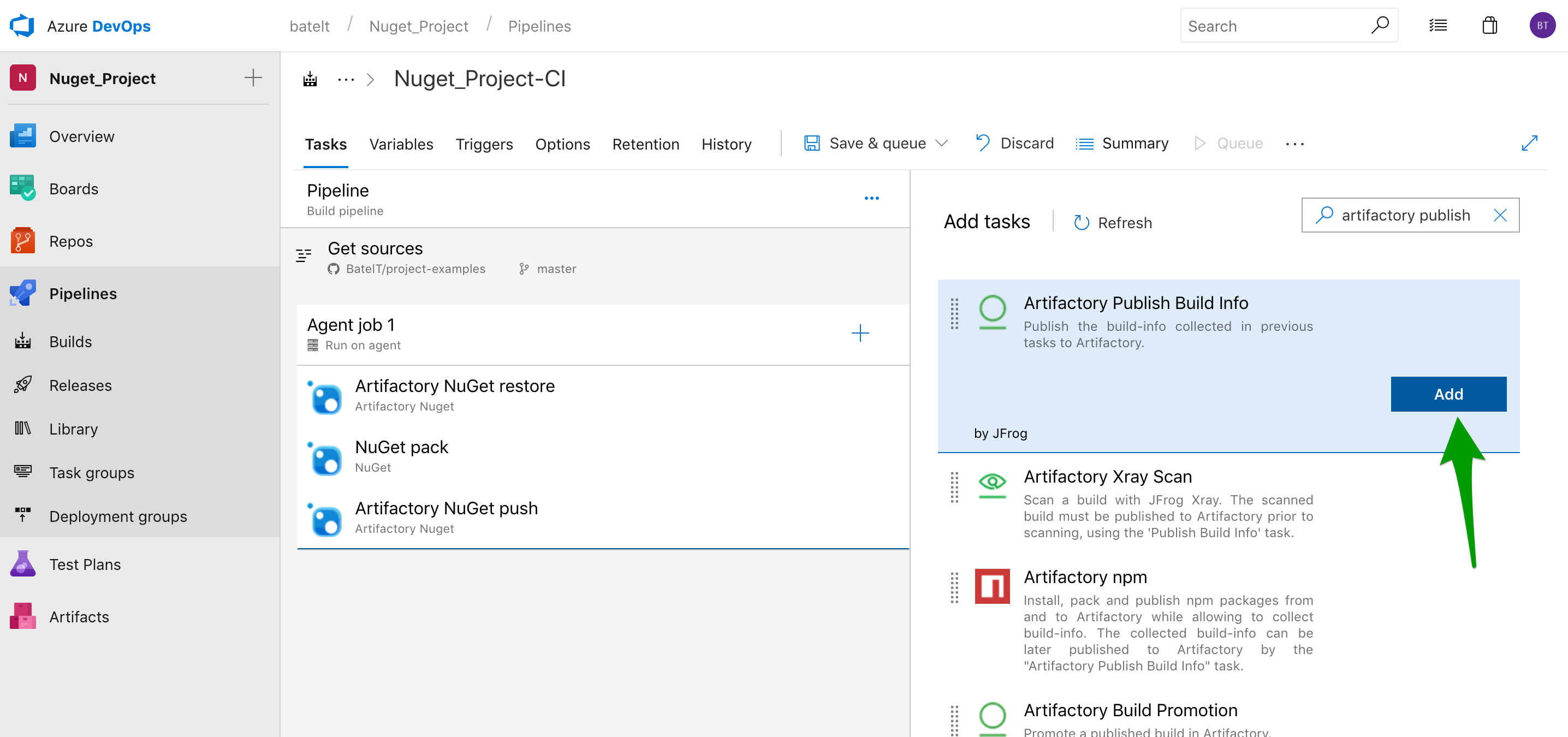1 .配置NuGet任务收集buildinfo