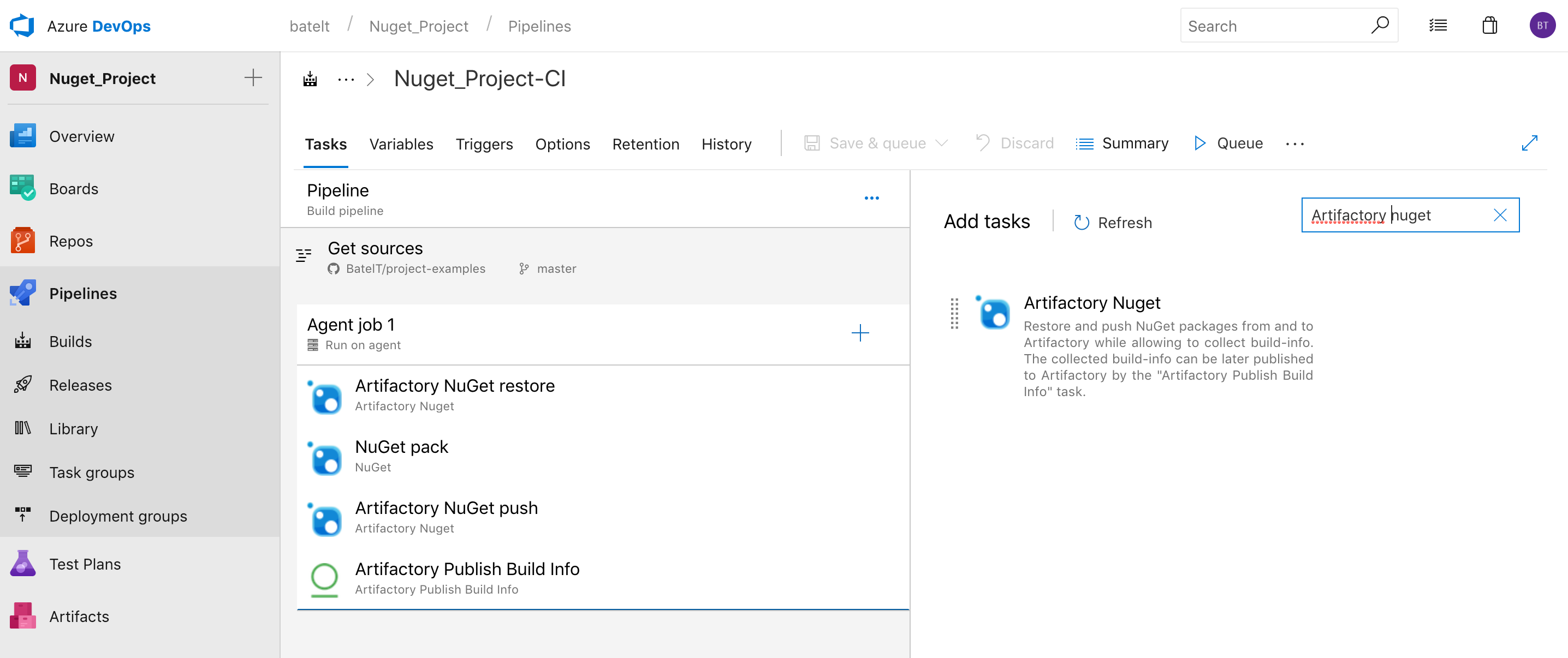 添加人工NuGet任务