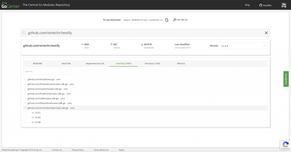 GoCenter Used By选项卡