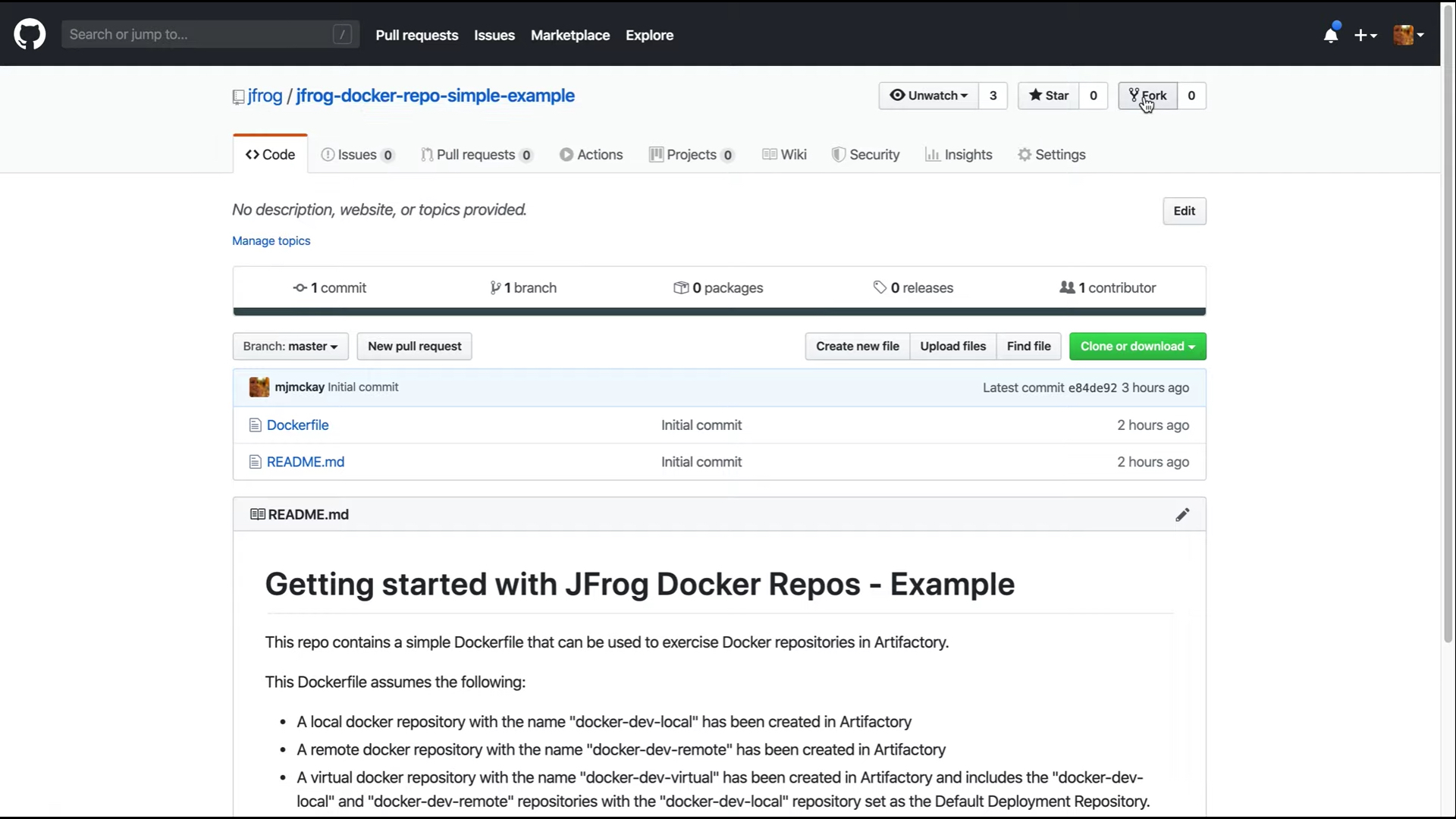 Fork JFrog Docker示例GitHub回购