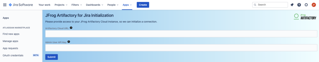 JFrog Artifactory应用程序的Jira