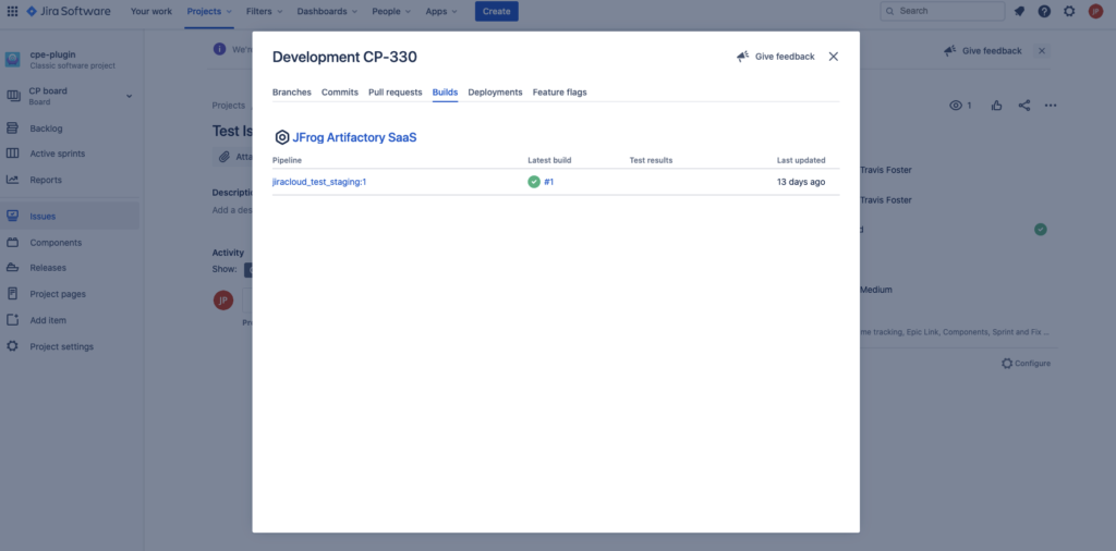链接到Jira的Artifactory Build