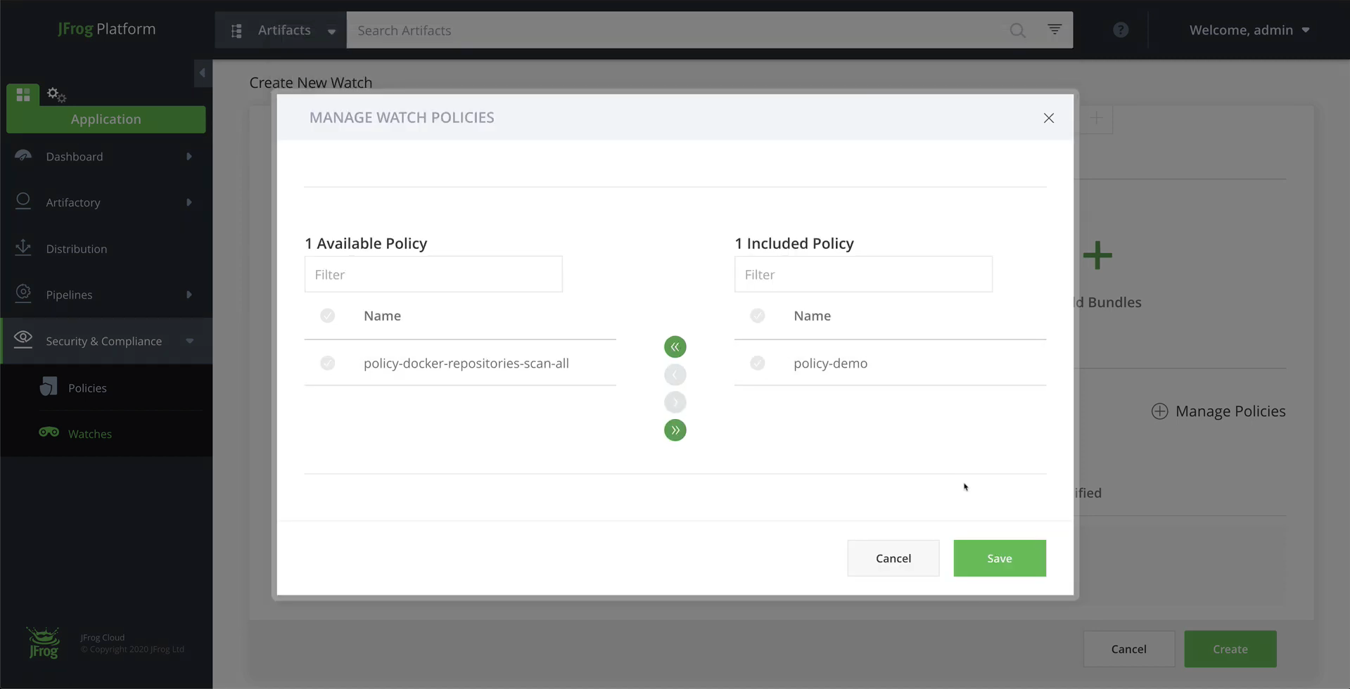 在JFrog Xray中创建策略