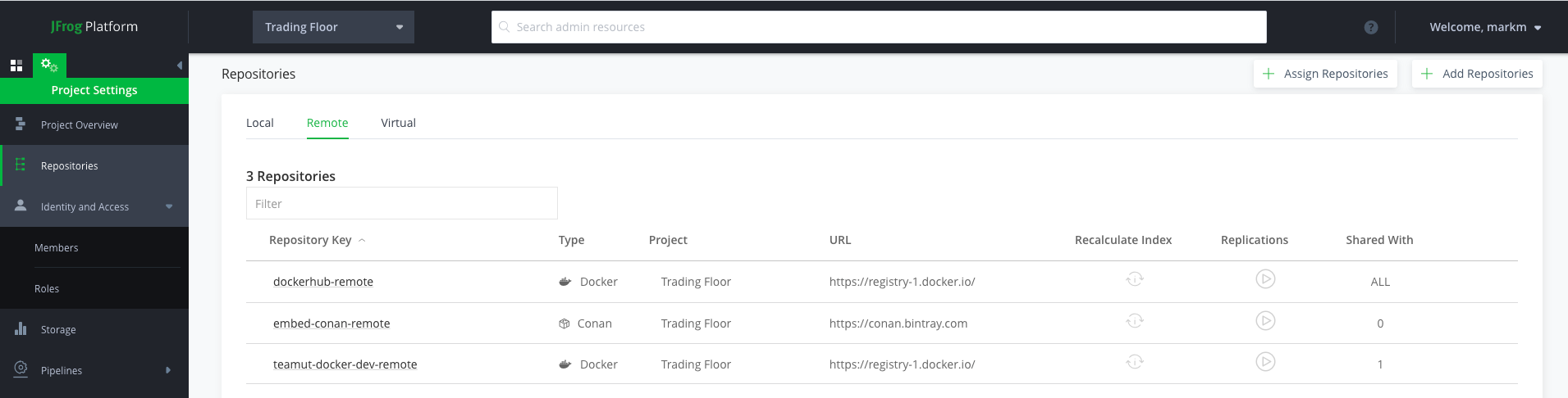 JFrog平台-交易大厅DEV和PROD存储库