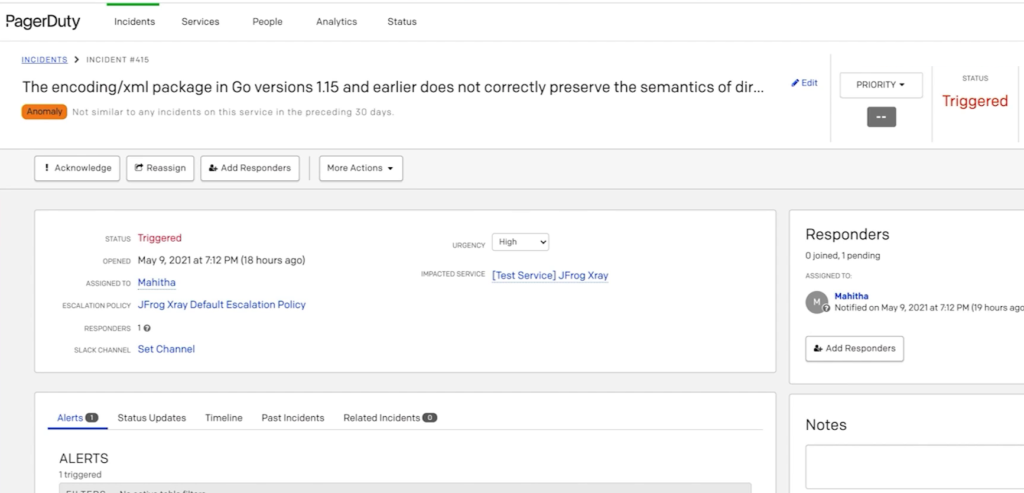 JFrog x射线的PagerDuty合作伙伴集成