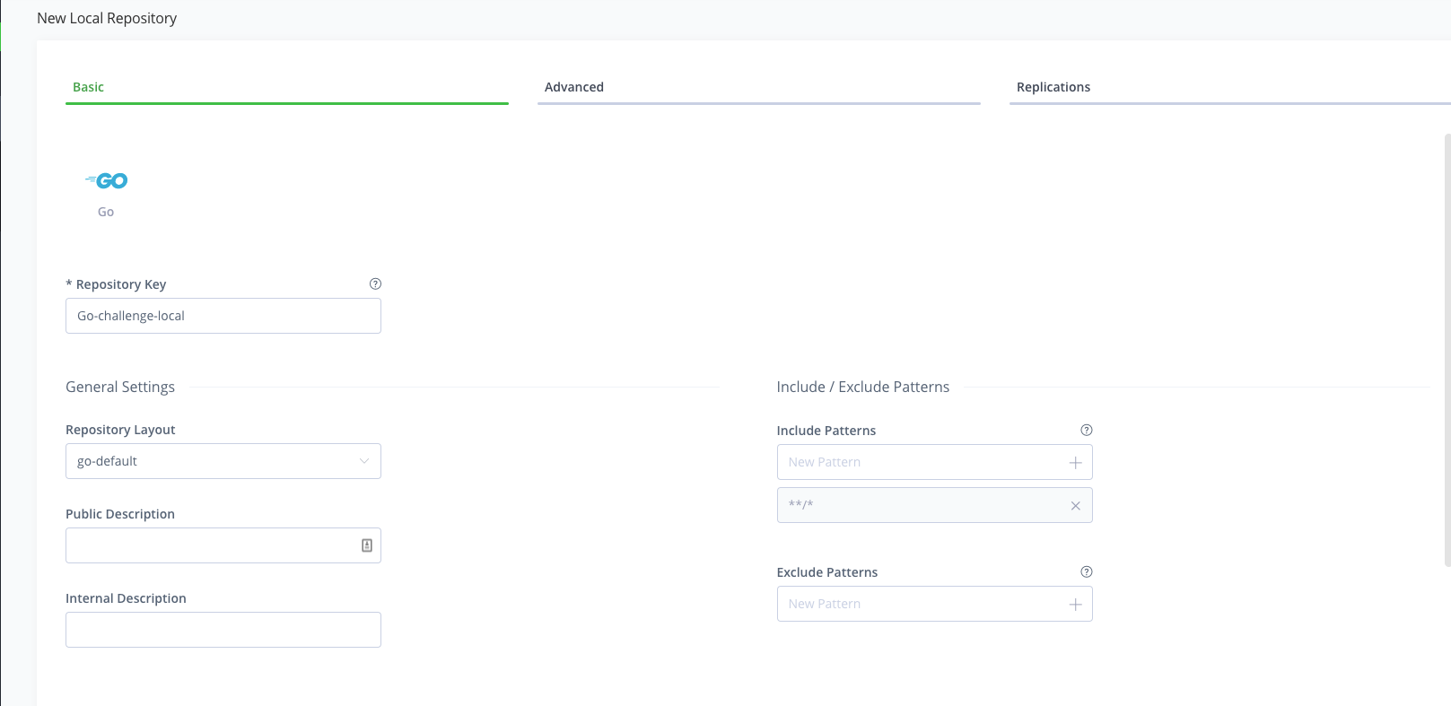 添加本地Go存储库