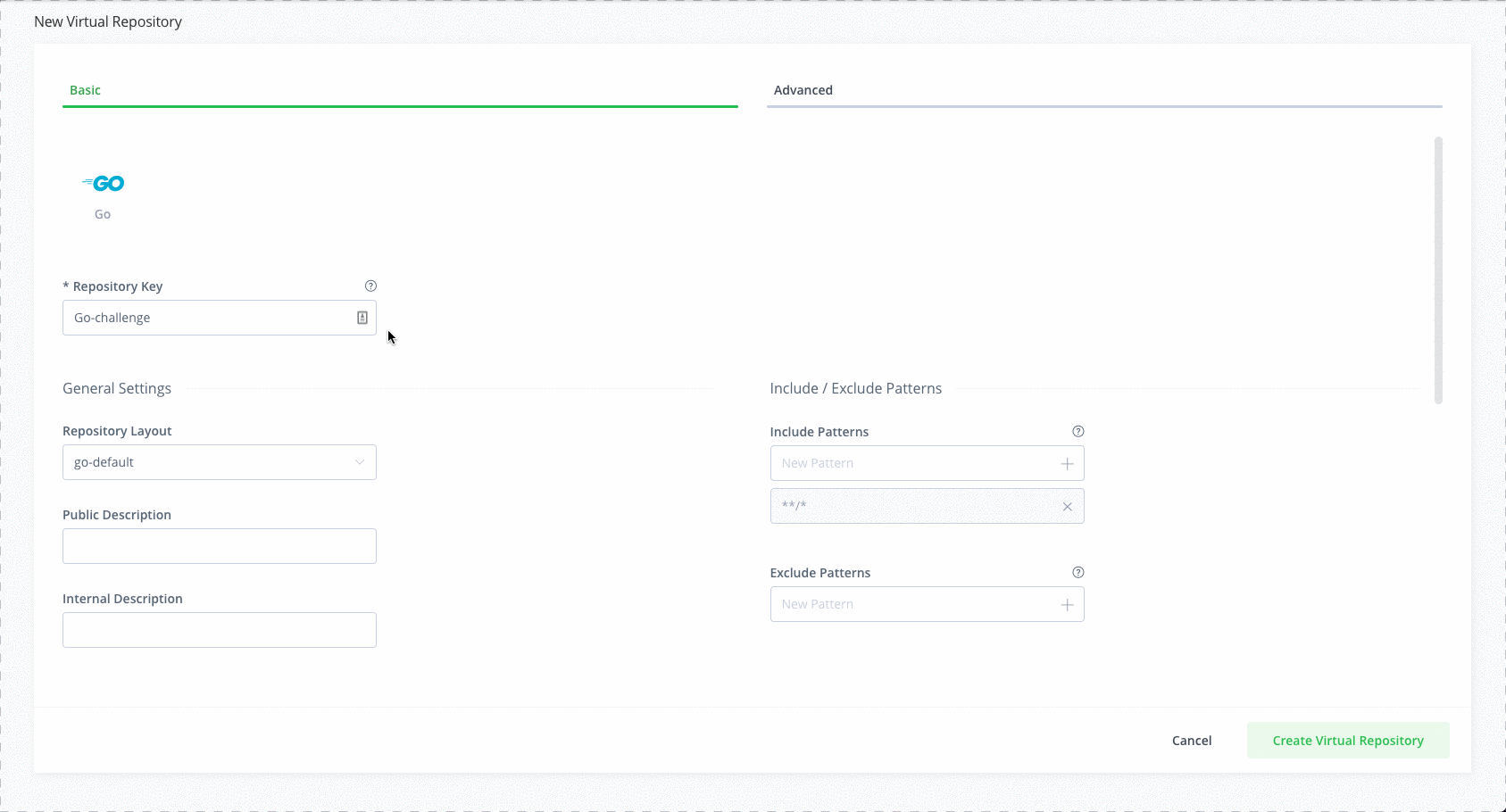添加虚拟Go存储库