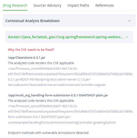 JFrog x射线上下文分析- CVE适用吗