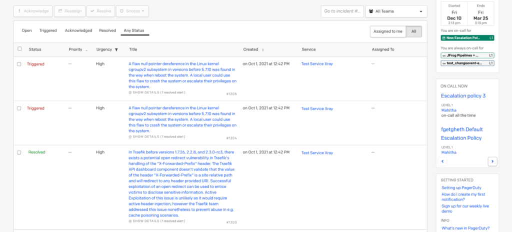 x射线警报发送到PagerDuty ITSM