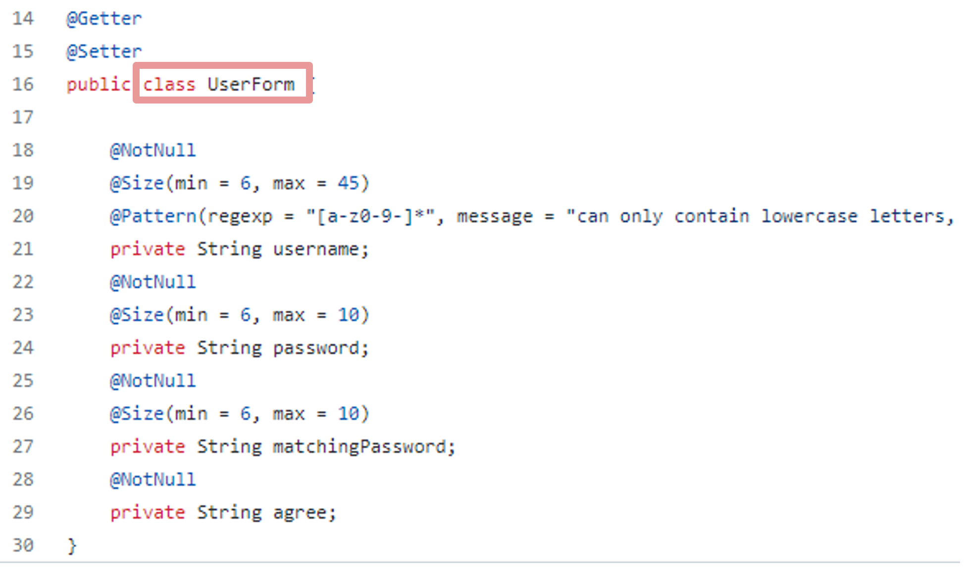 易受攻击的POJO数据绑定功能到“UserForm”对象。(摘自WebGoat Github)