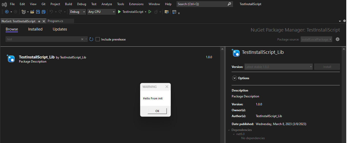 TestInstallScript。自由
