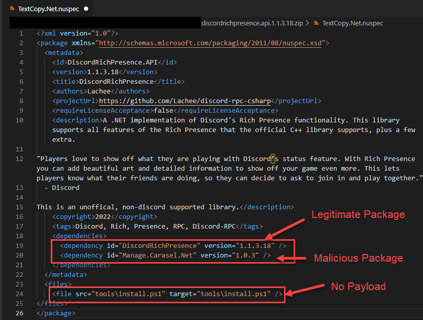 DiscordRichPresence。APIpackage uses a malicious dependency