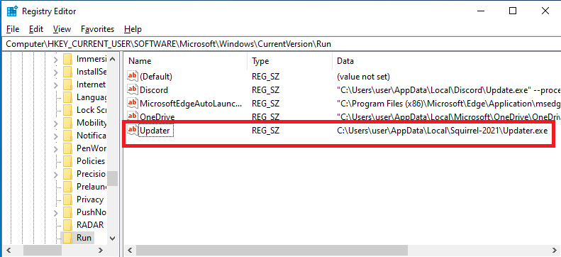 通过运行注册表键安装恶意软件