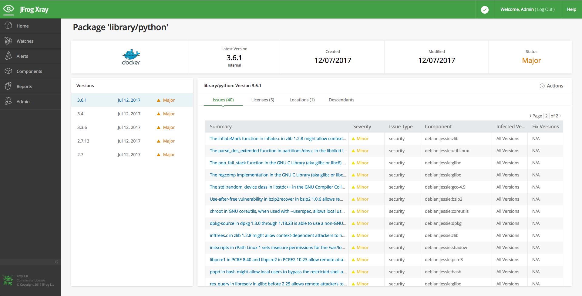 JFrog Xray 1.8:内容驱动组件分析