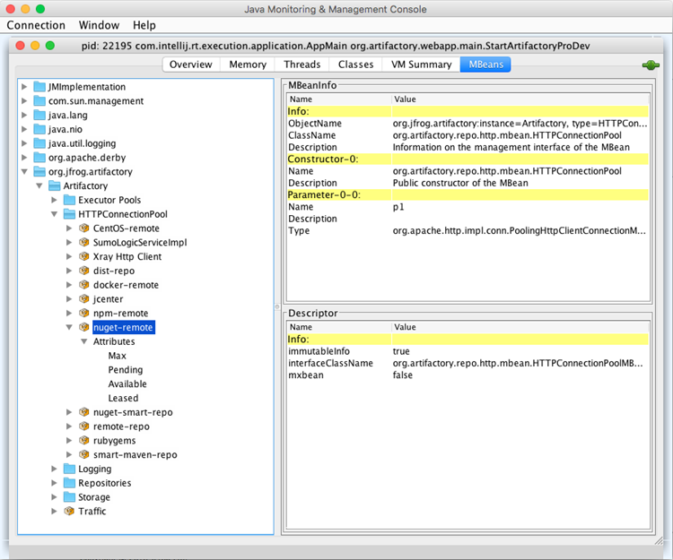 Artifactory MBeans集成