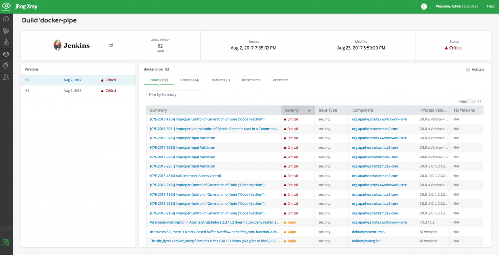 x射线构建扫描分析漏洞列表